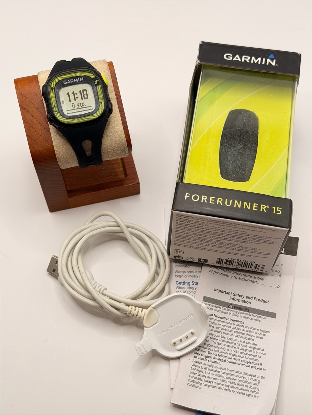 Garmin Forerunner 15, Full Set, Small, Tested, Charger Included, New Band